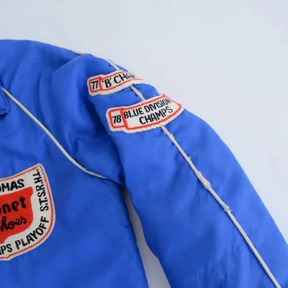 VTG 70S Macarthur Sports Blue St.Thomas Baronet Shoes Playoff Champs 75-76 Coat - Picture 6 of 16